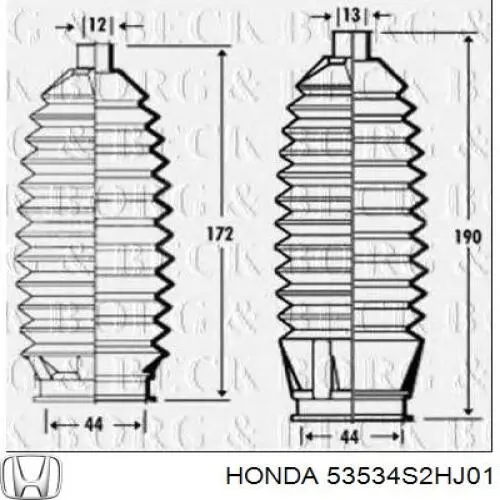 Пильник рульового механізму/рейки, правий Honda HR-V (GH) (Хонда Хрв)
