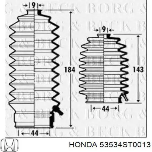 Пильник рульової рейки 53534ST0013 Honda