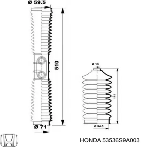 53536S9A003 Honda пильник рульового механізму/рейки, правий
