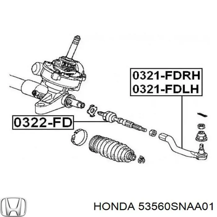 Наконечник рульовий Honda 53560SNAA01 ціна, від 13.87 USD