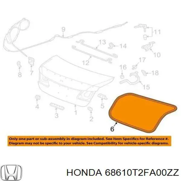  Honda 68610T2FA00ZZ ціна, від 33.15 USD