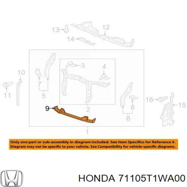 71105T1WA00 Honda кронштейн решітки радіатора