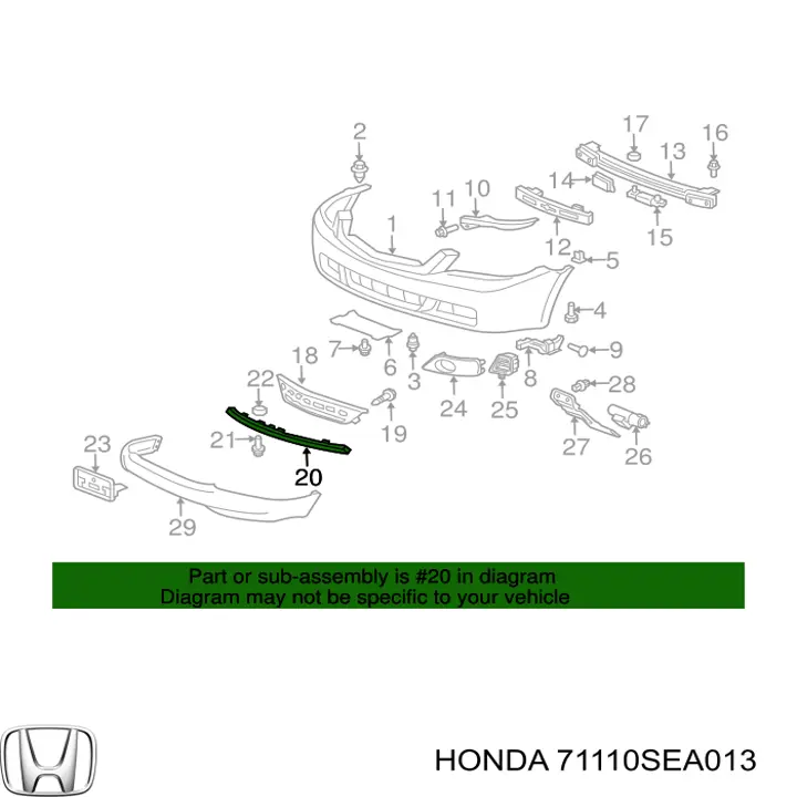 71110SEA013 Honda спойлер переднього бампера