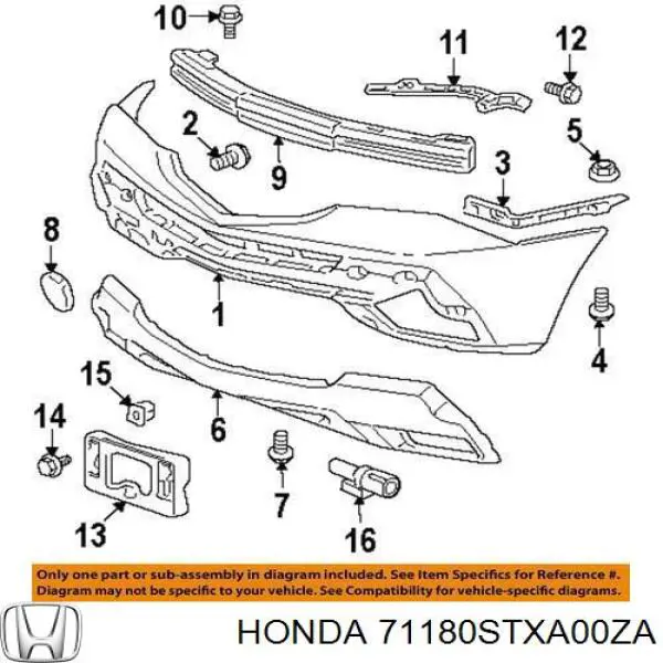71180STXA00 Honda панель кріплення номерного знака, переднього