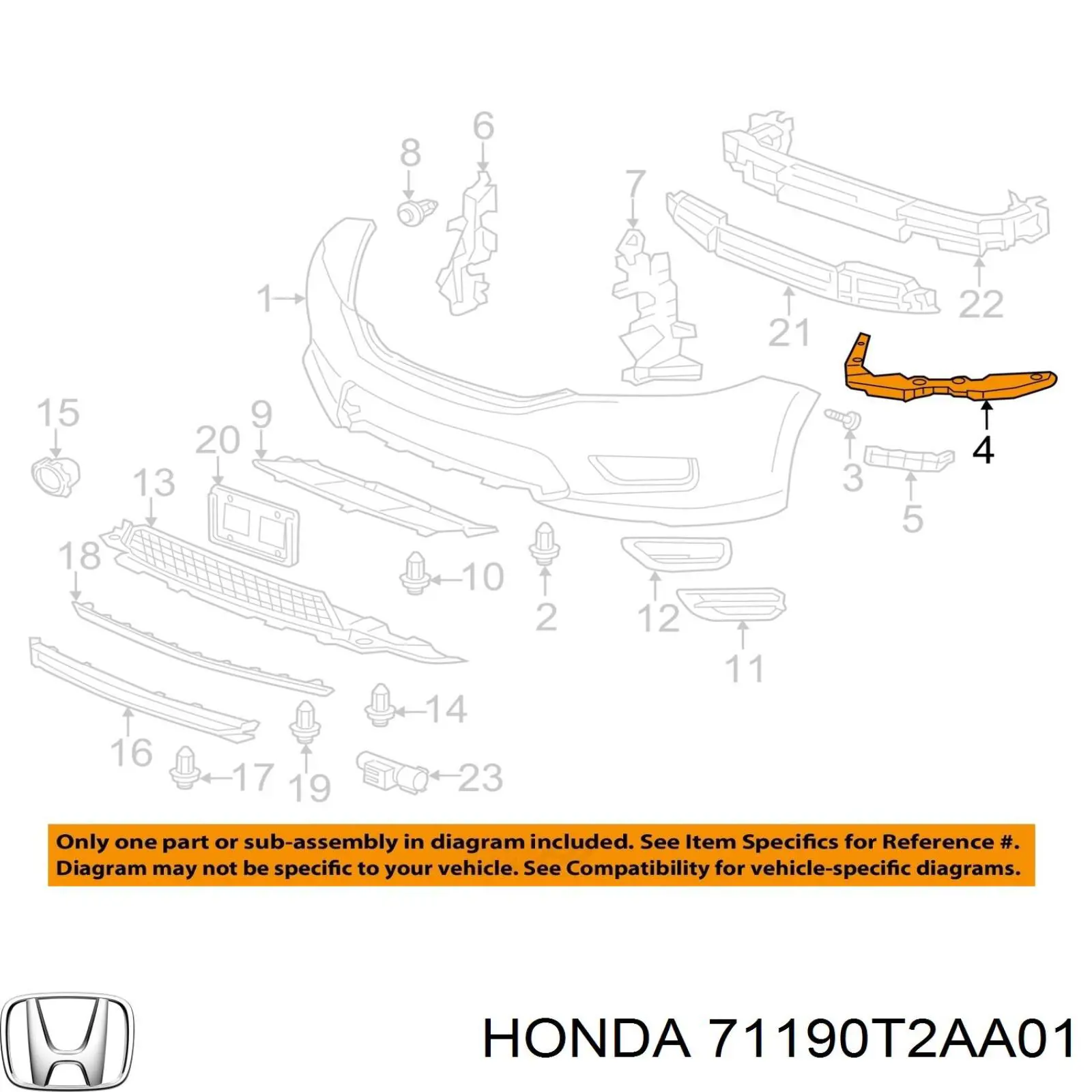 Кронштейн бампера переднього, зовнішній лівий 71190T2AA01 Honda