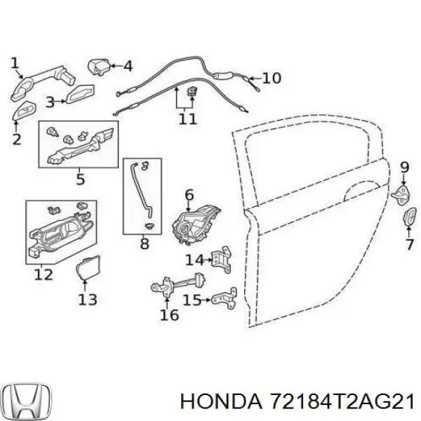 72184T2AG21 Honda Кришка ручки двері зовнішньої, передньої лівої