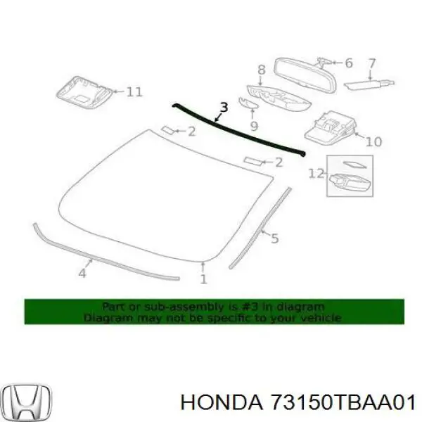 Молдинг лобового скла, верхній Honda Civic 10 (FC) (Хонда Цивік)