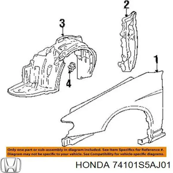 Підкрилок переднього крила, правий Honda Civic 7 (EN2, ES9) (Хонда Цивік)