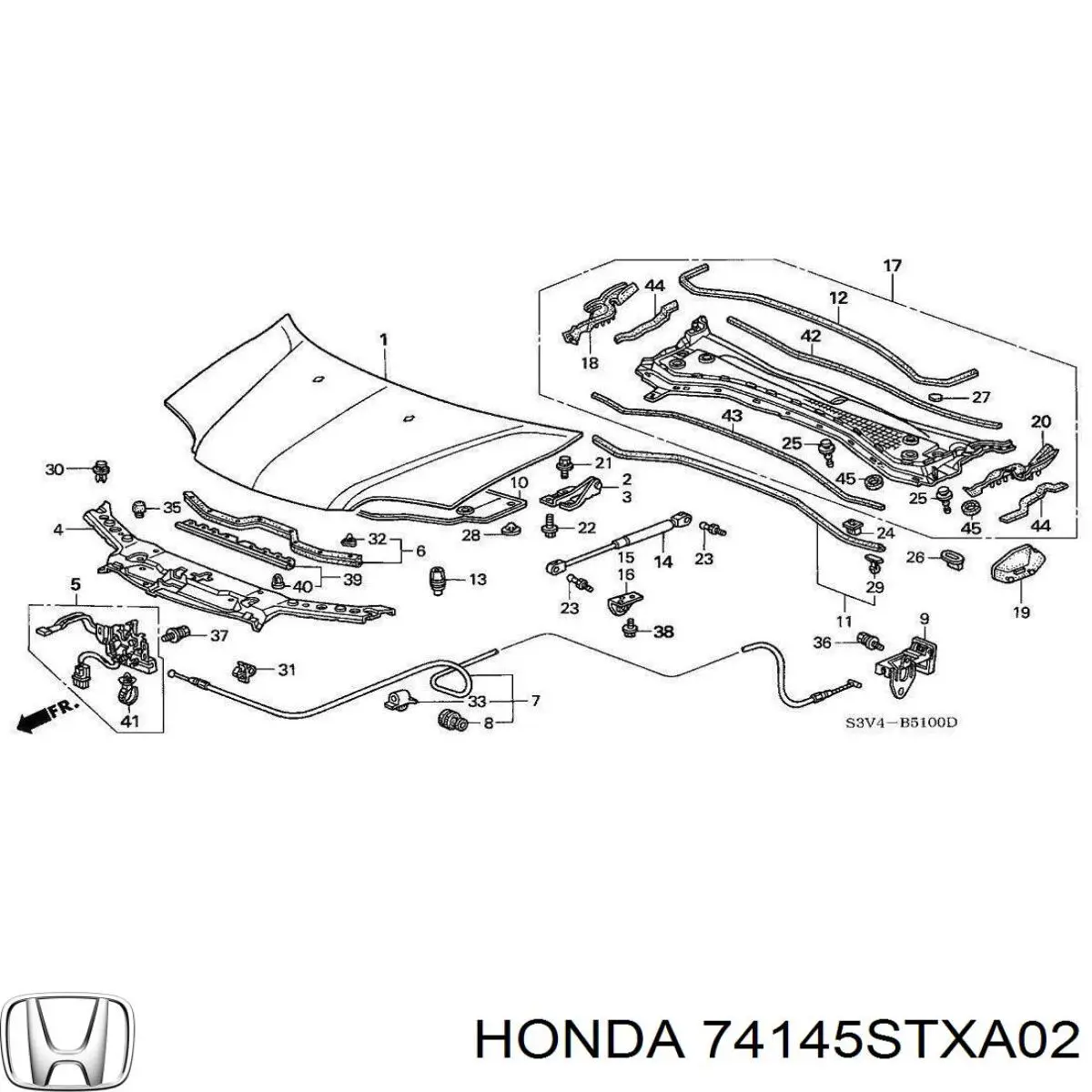 Купити 74145STXA02 Honda Амортизатор капота правий