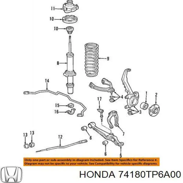 Купити 74180TP6A00 Honda Розпірка передніх стійок