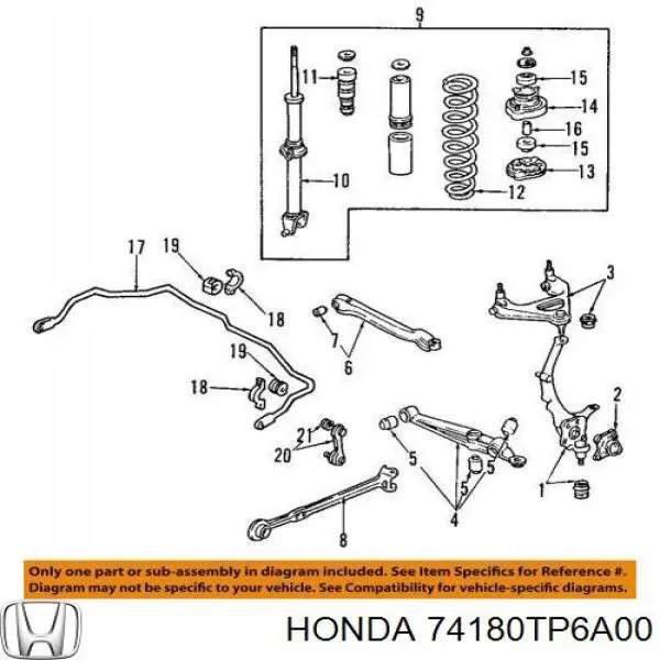 Розпірка передніх стійок підвіски Honda 74180TP6A00 ціна, від 31.67 USD