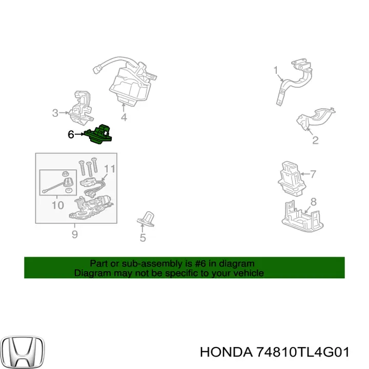 74810TL4G01 Honda Кнопка приводу замка 3/5 дверей (ляди) / кришки багажника