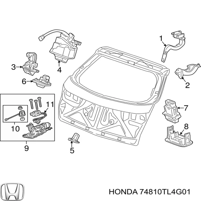 Кнопка приводу замка задньої 3/5 двері (ляди) Honda 74810TL4G01 ціна, від 15.24 USD