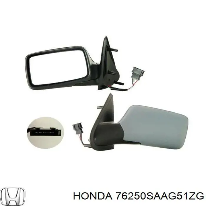 76250SAAG51ZG Honda Дзеркало заднього виду, ліве