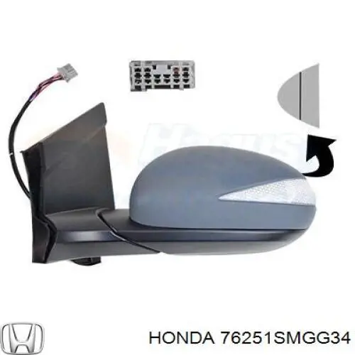 76251SMGG34 Honda Дзеркало заднього виду, ліве