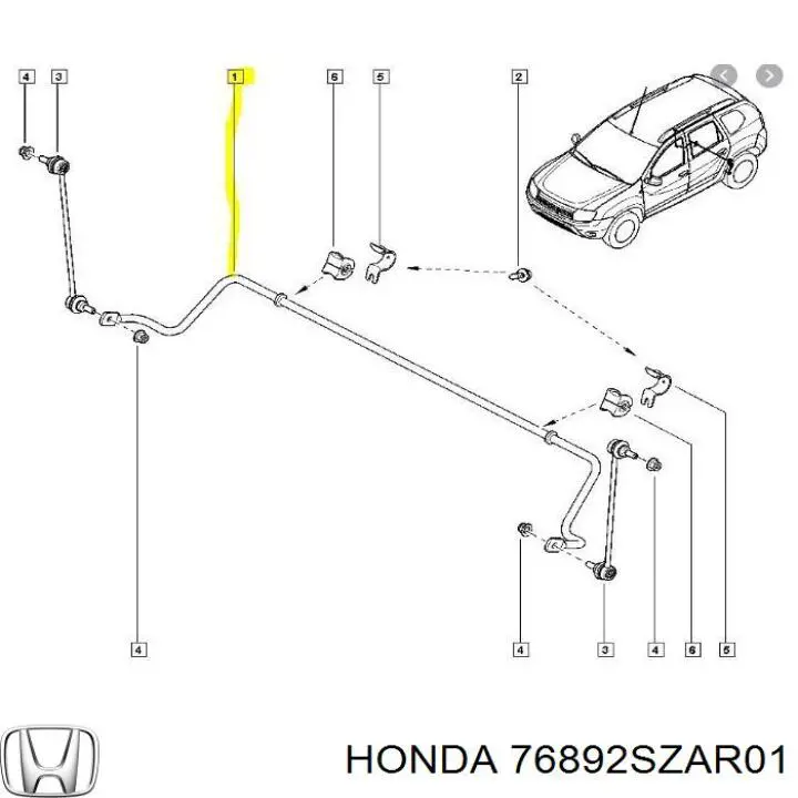 76892SZAR01 Honda 
