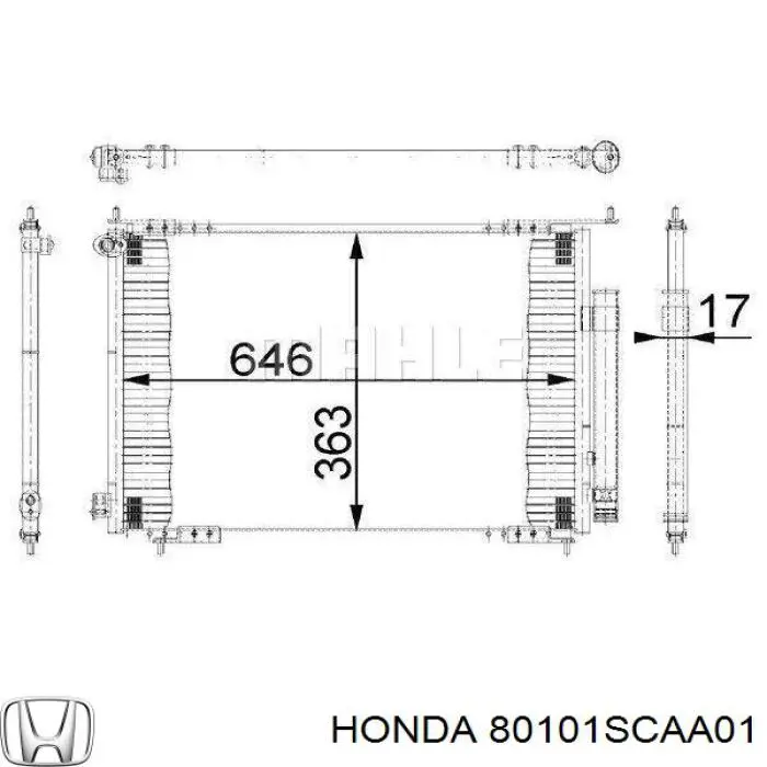 Радіатор кондиціонера 80101SCAA01 Honda