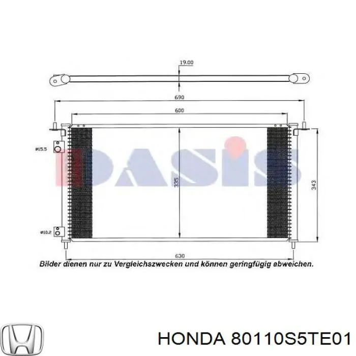 Конденсатор кондиціонера Honda 80110S5TE01 ціна, від 64.06 USD