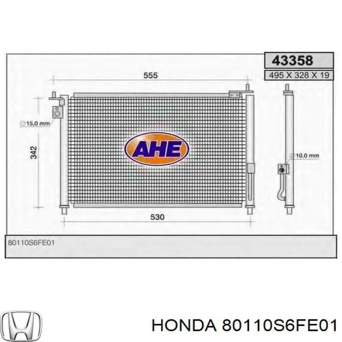 Радіатор кондиціонера 80110S6FE01 Honda