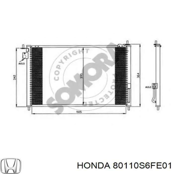 Конденсатор кондиціонера Honda 80110S6FE01 ціна, від 61.83 USD