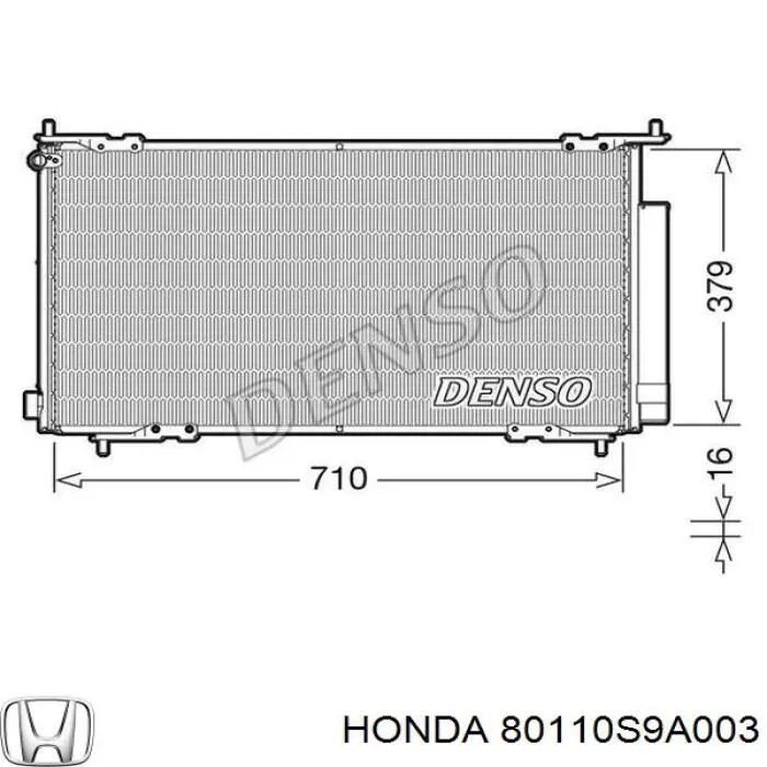 Конденсатор кондиціонера Honda 80110S9A003 ціна, від 72.10 USD