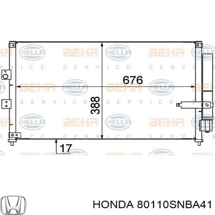 Конденсатор кондиціонера Honda 80110SNBA41 ціна, від 91.17 USD