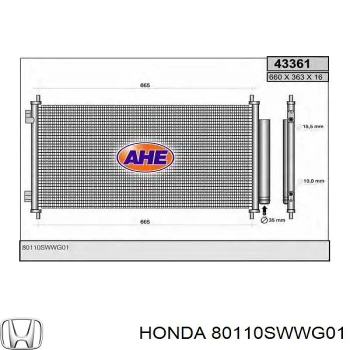 80110SWWG01 Honda радіатор кондиціонера