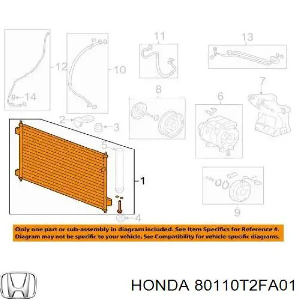 Купити 80110T2FA01 Honda Радіатор системи охолодження кондиціонера