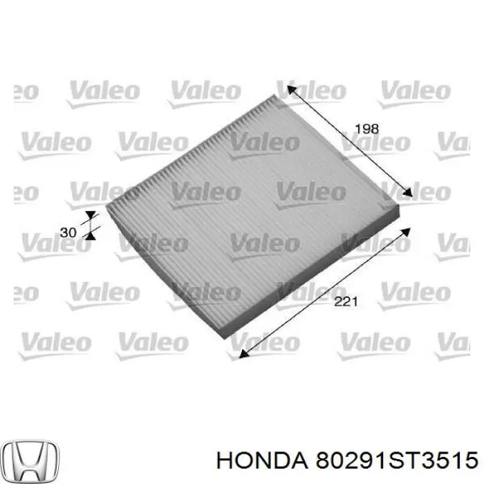 Купити 80291ST3515 Honda Фільтр салону вугільний