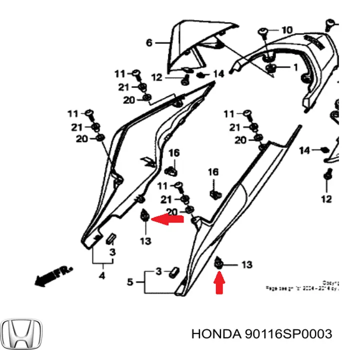 90116SP0003 Honda пістон (кліп кріплення бампера, переднього)