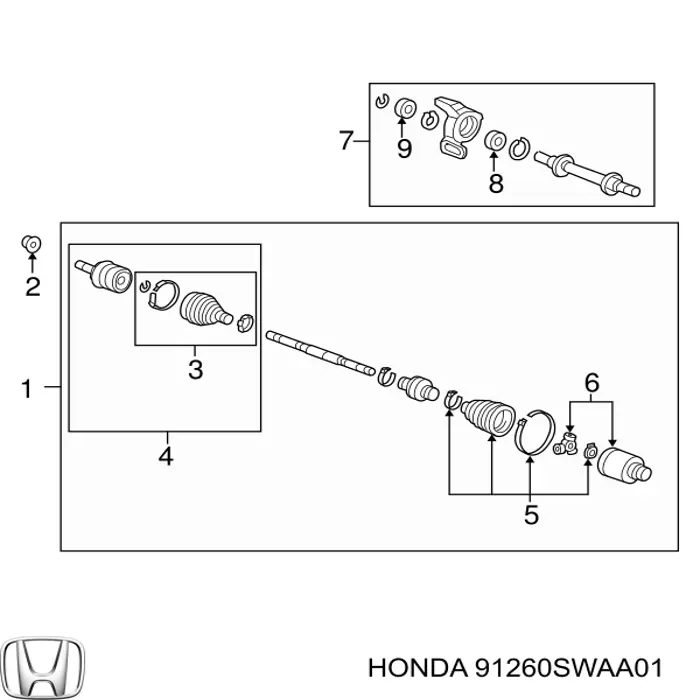 91260SWAA01 Honda сальник підвісного підшипника переднього проміжного вала
