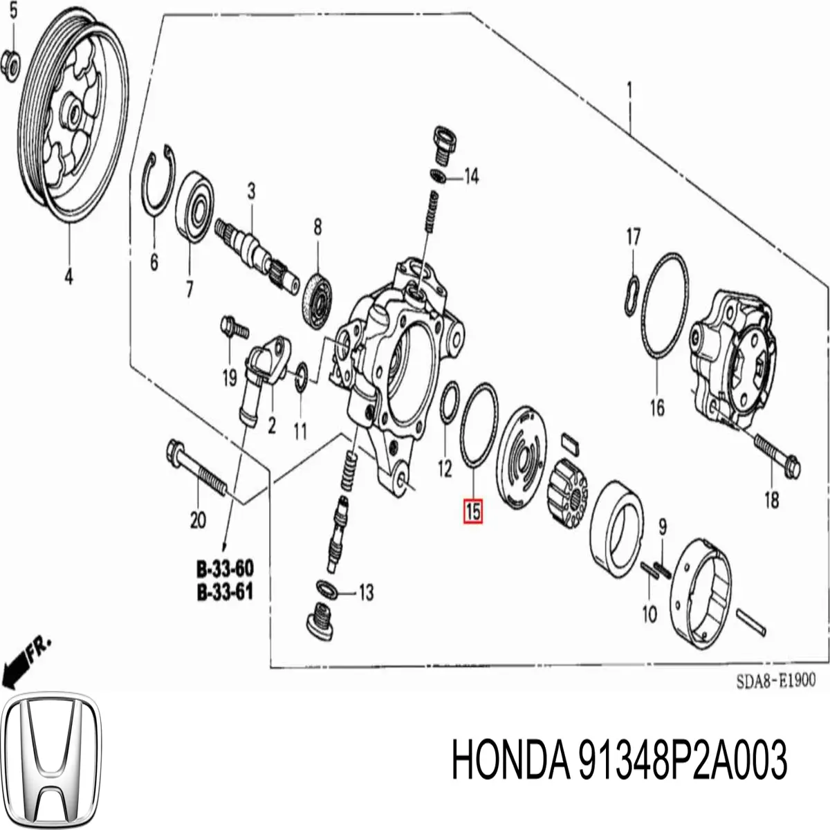 Сальник насосу г/п керма (ГПК) Honda Shuttle 1 (RA1, RA5) (Хонда Шатл)