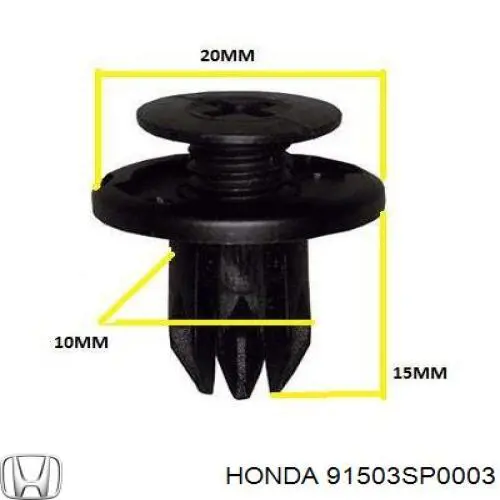 91503SP0003 Honda пістон (кліп кріплення бампера, переднього)