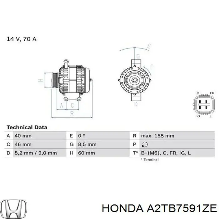 Генератор Honda A2TB7591ZE ціна, від 90.12 USD
