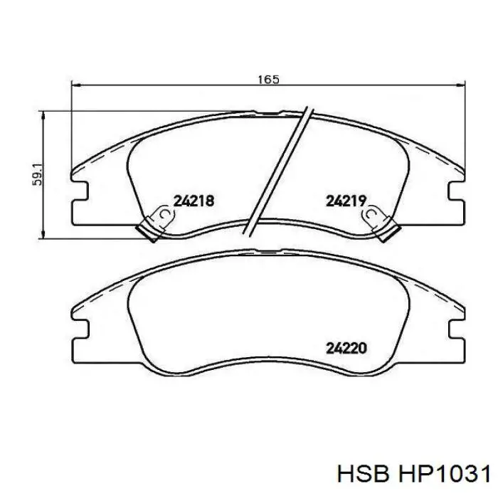HP1031 HSB колодки гальмівні передні, дискові