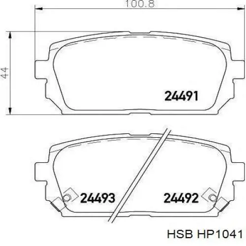 HP1041 HSB Колодки гальмівні задні, дискові