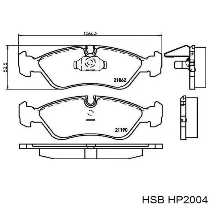 HP2004 HSB колодки гальмівні передні, дискові