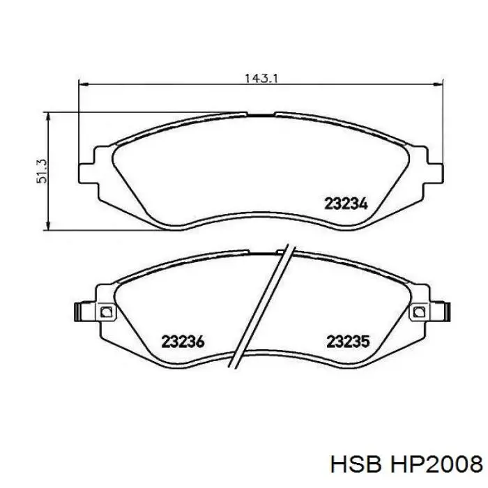 Колодки гальмівні передні, дискові HP2008 HSB