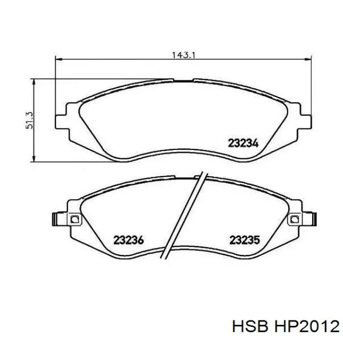 HP2012 HSB колодки гальмівні передні, дискові