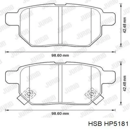 HP5181 HSB Колодки гальмівні задні, дискові