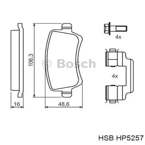 HP5257 HSB колодки гальмові задні, дискові
