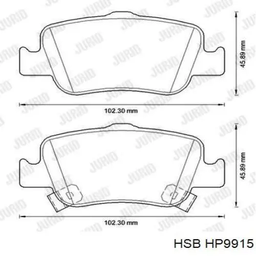 HP9915 HSB Колодки гальмівні задні, дискові