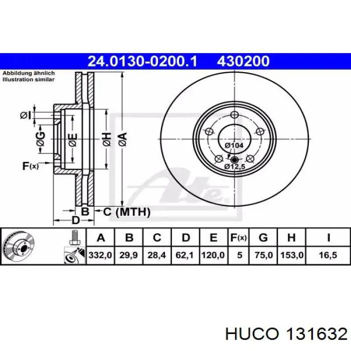 Датчик АБС передній 131632 Huco