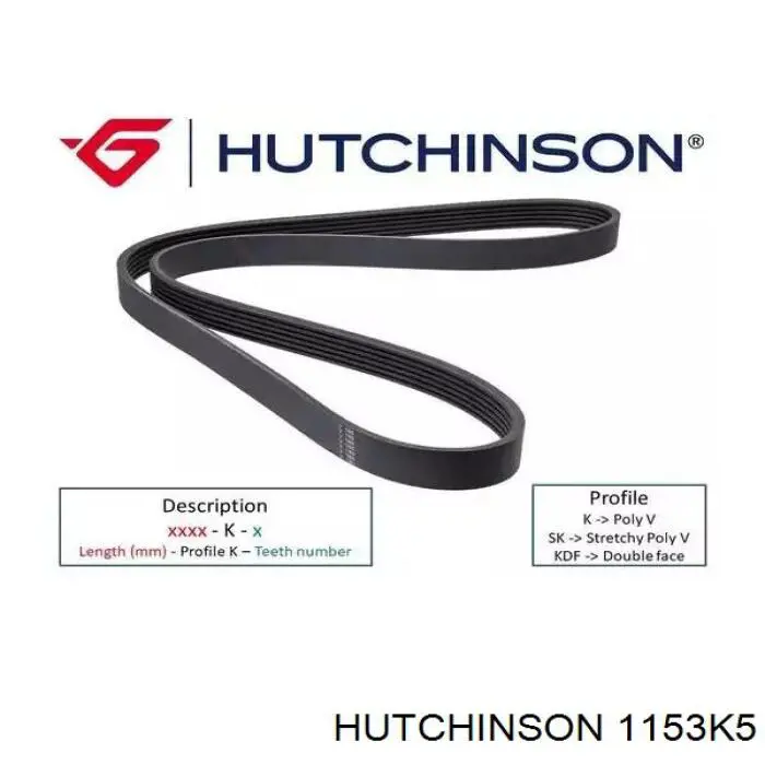 Клиновий ремінь Hutchinson 1153K5 ціна, від 6.52 USD