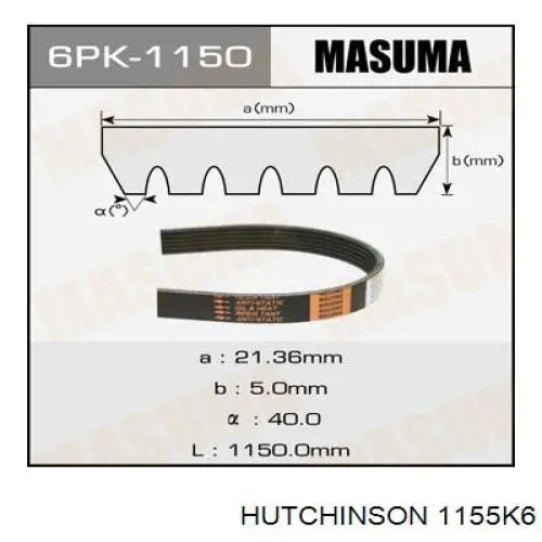 Купити 1155K6 Hutchinson Ремінь генератора