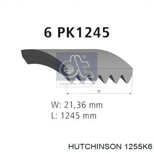 Клиновий ремінь Hutchinson 1255K6 ціна, від 13.65 USD