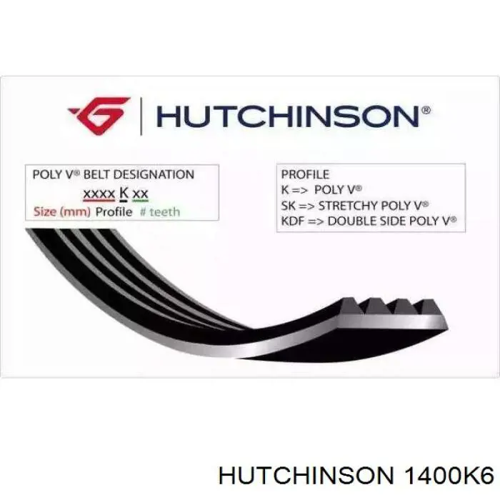 Ремінь генератора 1400K6 Hutchinson