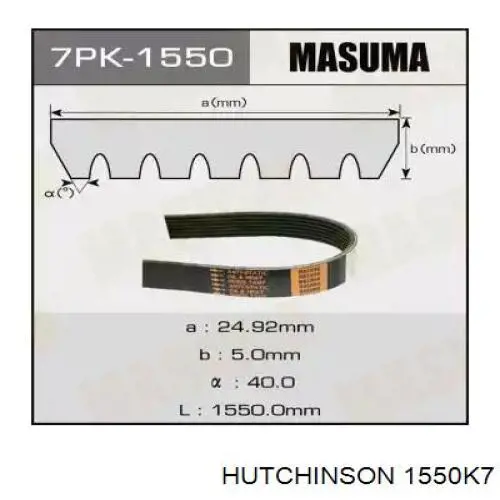 Клиновий ремінь Hutchinson 1550K7 ціна, від 18.65 USD