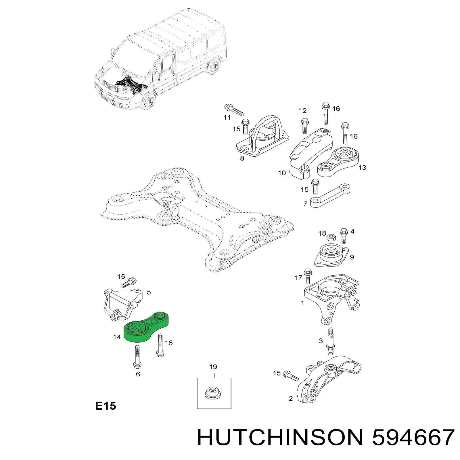 Подушка (опора) двигуна, нижня Hutchinson 594667 ціна, від 40.16 USD