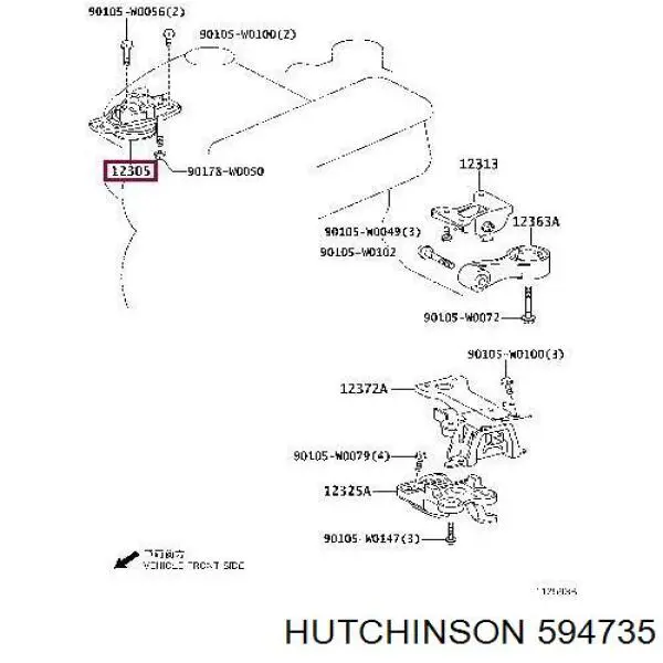 Купити 594735 Hutchinson Подушка (опора) двигуна, права